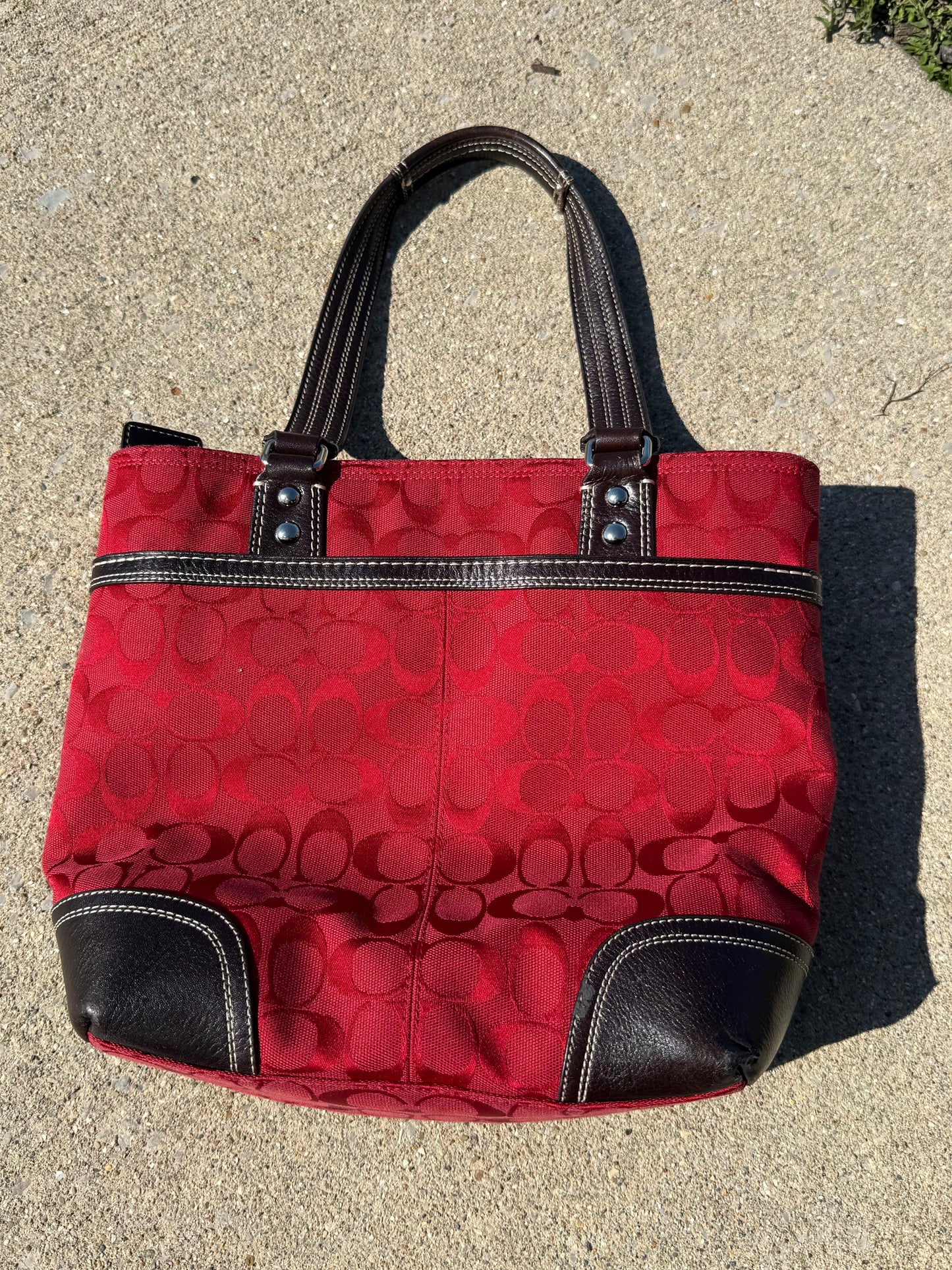 Red Monogram Coach Totebag