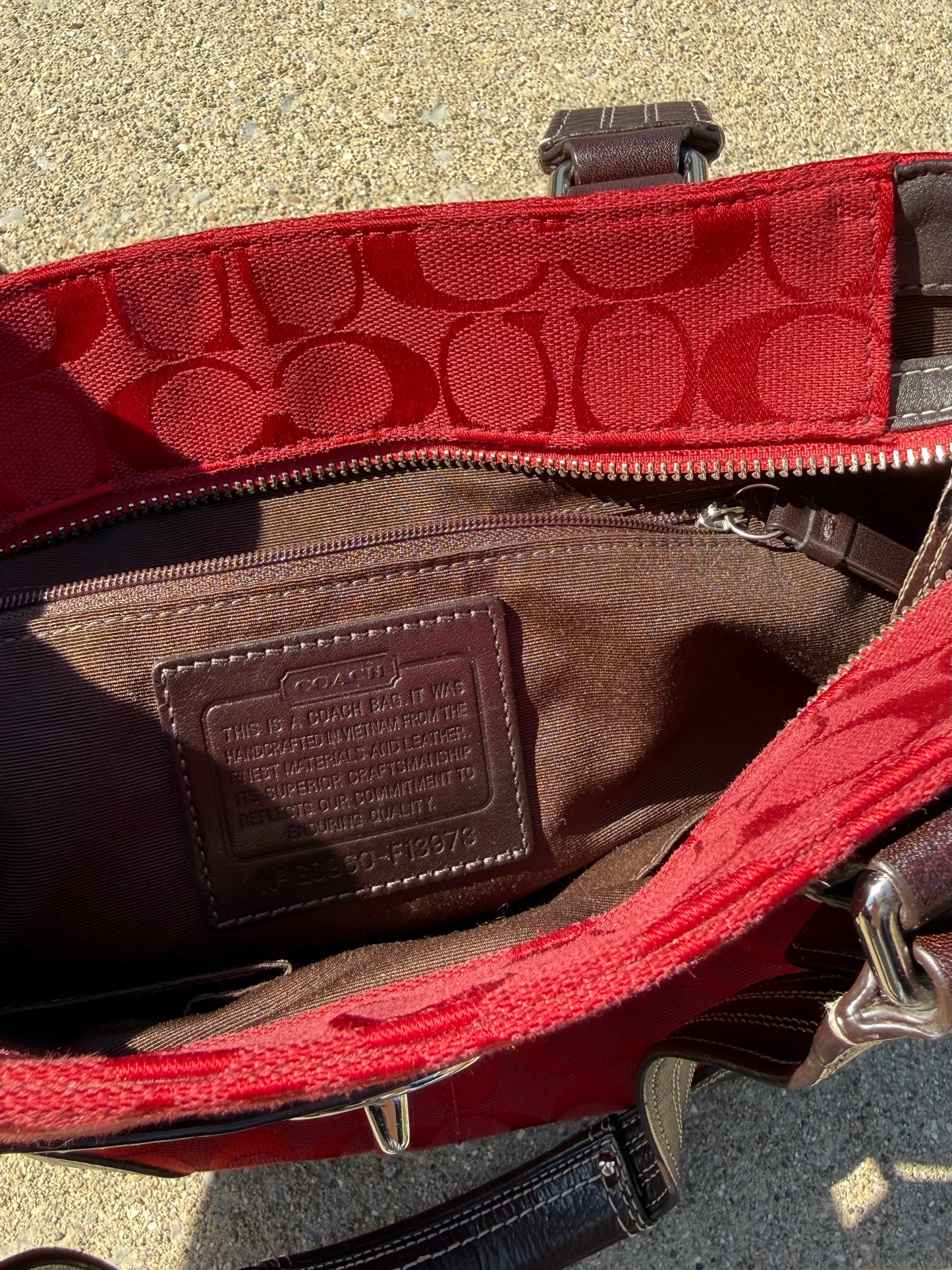 Red Monogram Coach Totebag